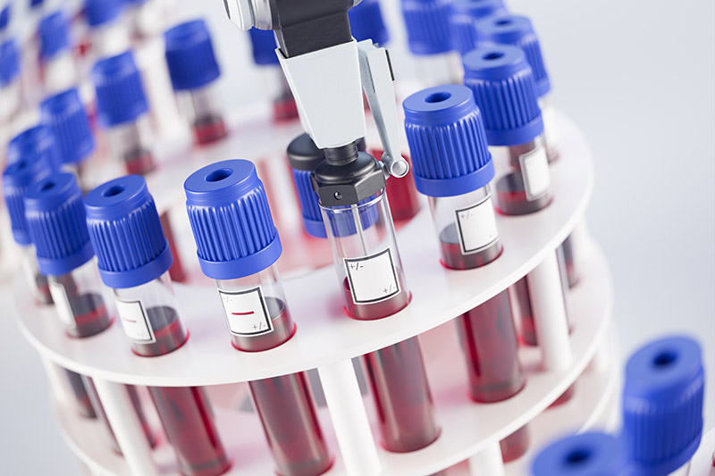Vials on circular rack as part of purpose built QC panel looking for gabapentinoids